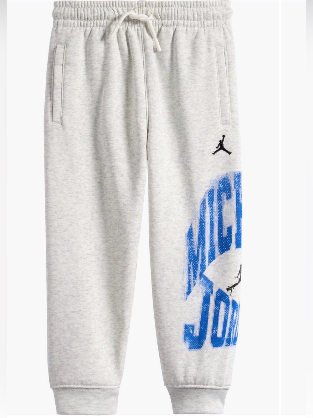 Jordan Light Gray Sweatpants with Blue Michael Jordan Graphic large ( big boys)